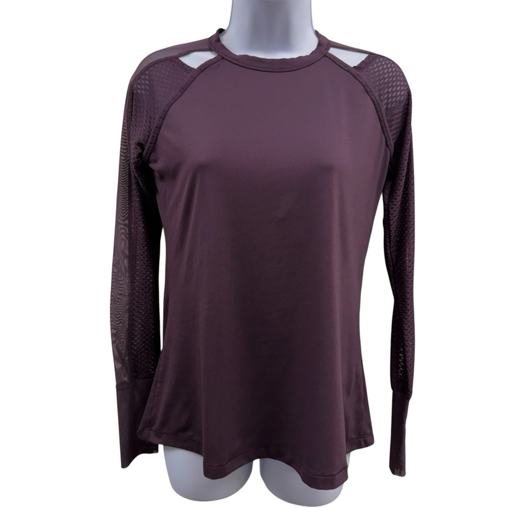 Calia By Carrie Underwood Women's M Plum Athletic Mesh Shoulder Cut Out Top